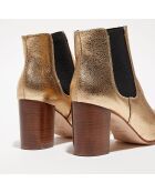 Chelsea Boots en Cuir Angele dorées - Talon 6,5 cm